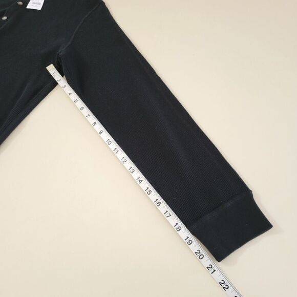 J.Crew Men's Black Long Sleeve Crewneck Waffle-knit Henley Shirt - Picture 7 of 11